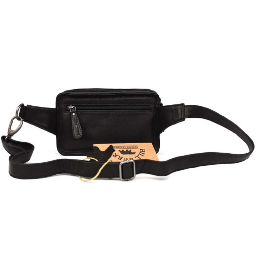 Поясна шкіряна сумка  Hill Burry HB15095A чорна