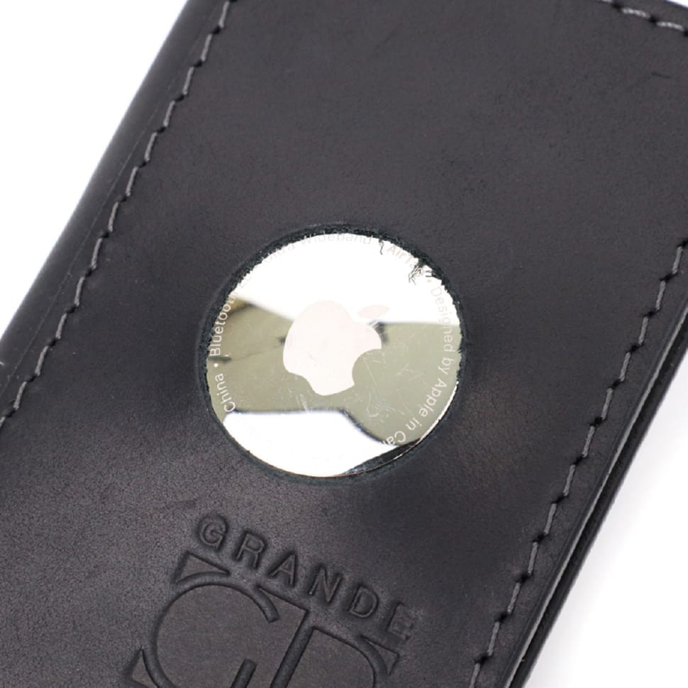 Надійний картхолдер з утримувачем для Apple AirTag з натуральної шкіри GRANDE PELLE 11605 Чорний