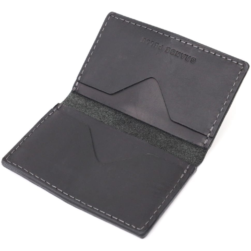 Надійний картхолдер з утримувачем для Apple AirTag з натуральної шкіри GRANDE PELLE 11605 Чорний