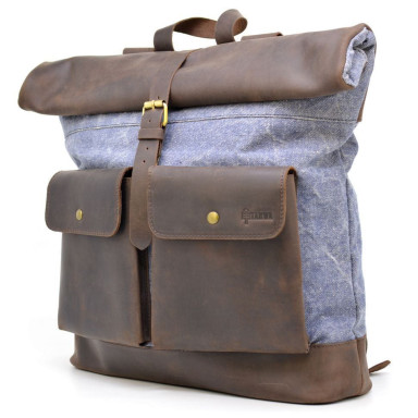Urban backpack canvas fabric and leather RKj-3462-4lx TARWA