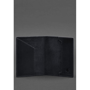 Leather passport cover with the coat of arms of Germany dark blue Crazy Horse