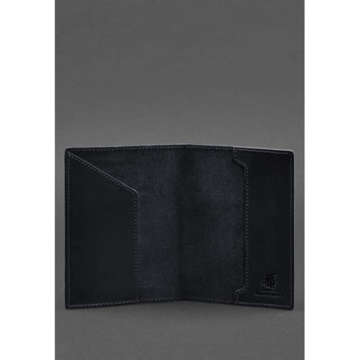 Шкіряна обкладинка для паспорта з гербом Німеччини темно-синя Crazy Horse