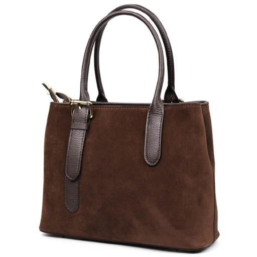 Замшева жіноча сумка тоут Італія Firenze fz381135 у кольорі шоколад два відділення