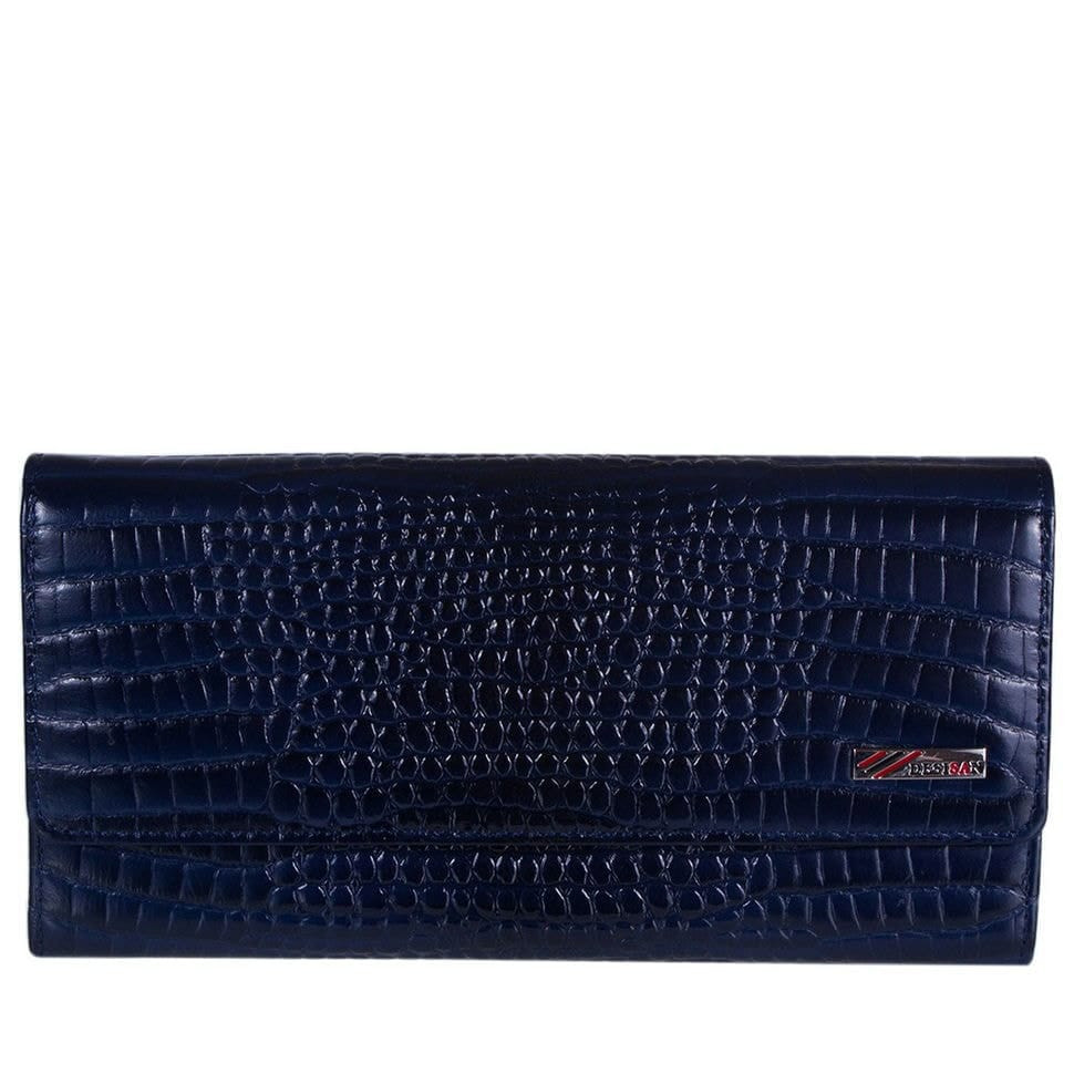 Гаманець жіночий шкіряний Desisan 150-634 синій кроко лак