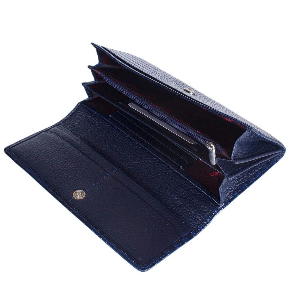 Гаманець жіночий шкіряний Desisan 150-634 синій кроко лак