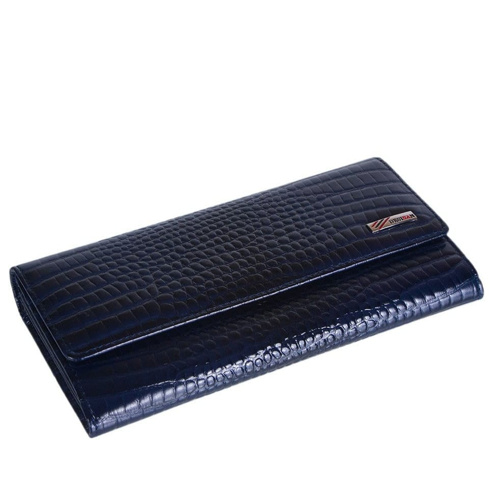 Гаманець жіночий шкіряний Desisan 150-634 синій кроко лак