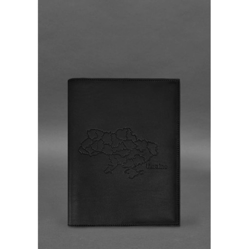 Шкіряна обкладинка для нотаріального реєстру з карткою України чорна