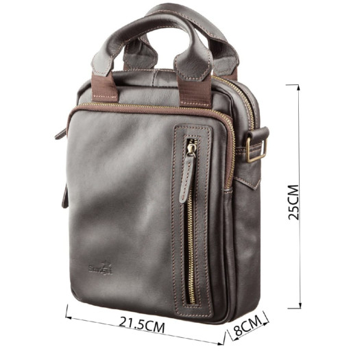 Сумка чоловіча SHVIGEL 11183 в гладку шкіру Коричнева