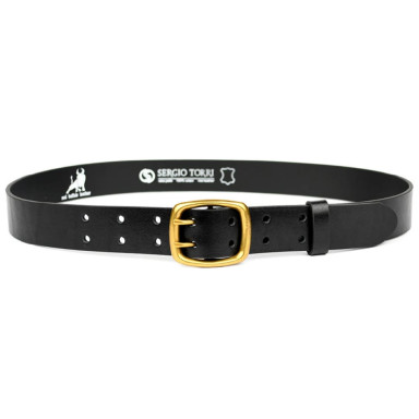 Buffalo leather belt st044620 black 40mm smooth on two tongues