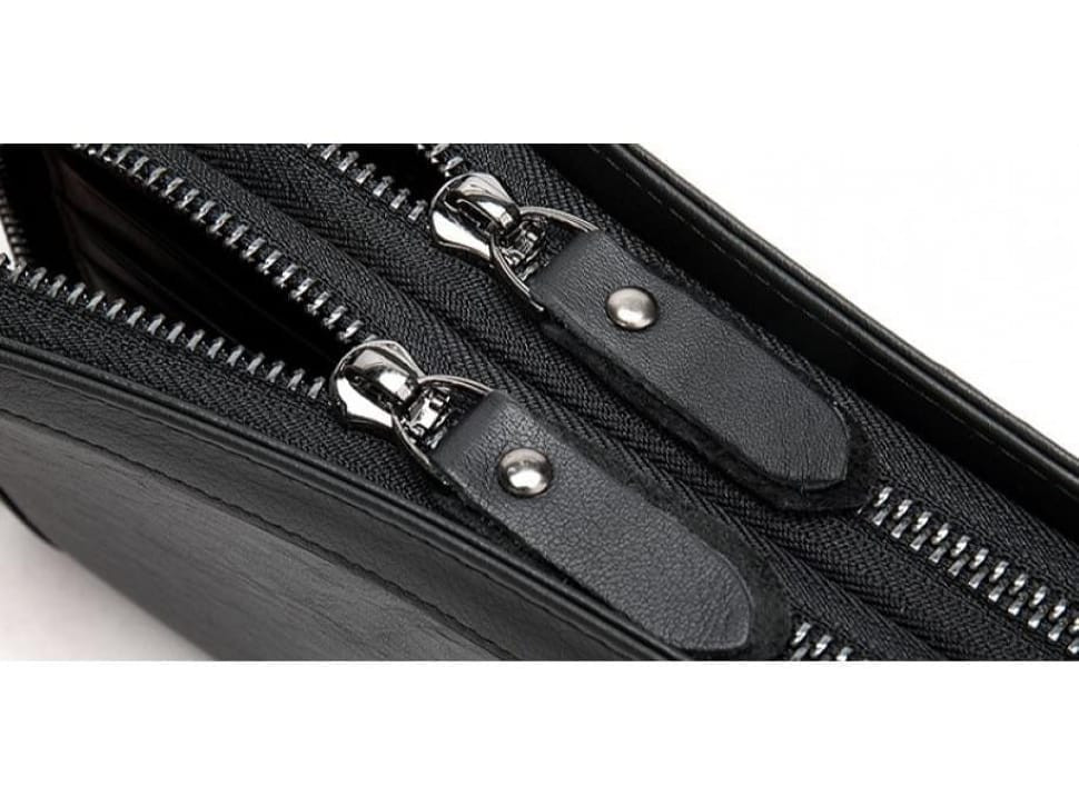 Чоловічий шкіряний чорний клатч MS Ms005A
