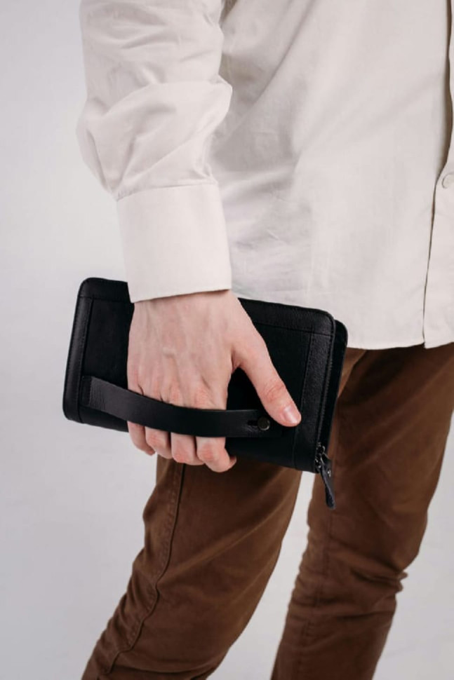 Чоловічий шкіряний чорний клатч MS Ms005A