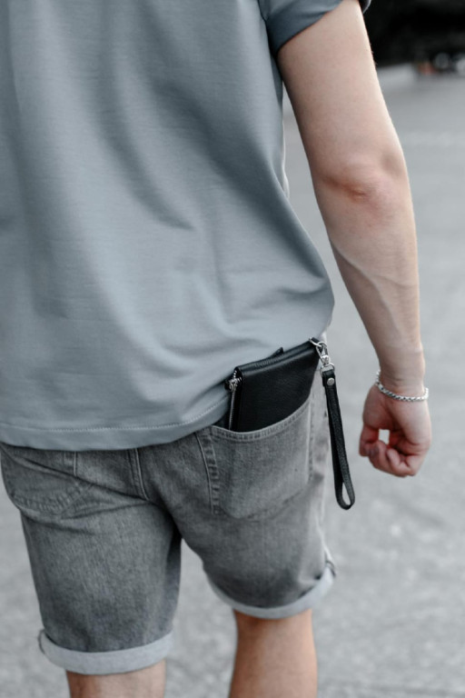 Чоловічий клатч-гаманець із натуральної зернистої шкіри SKILL Trampl (чорний)