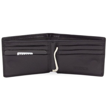 Маленький мужской зажим-кошелёк из кожи Marco Coverna M101 Black