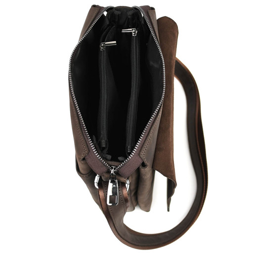 Чоловіча сумка через плече на три відділення велика Limary Lim-373RC крейзі хорс