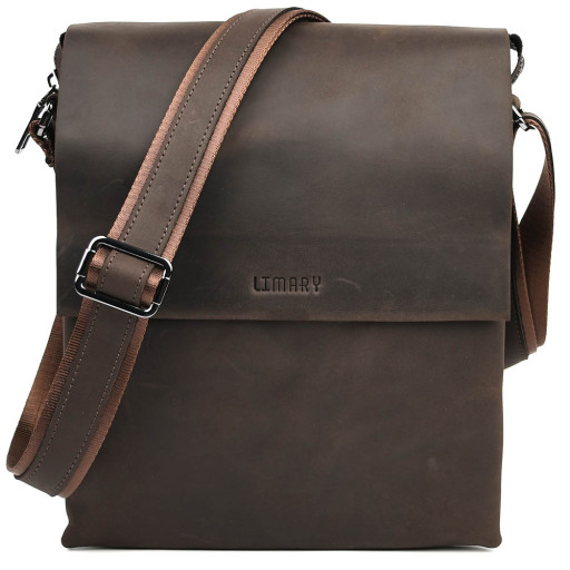 Чоловіча сумка через плече на три відділення велика Limary Lim-373RC крейзі хорс