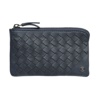 Ключница кожаная Timone intrecciato 12002 navy синий