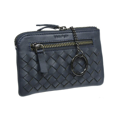 Ключница кожаная Timone intrecciato 12002 navy синий