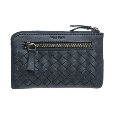 Ключница кожаная Timone intrecciato 12002 navy синий