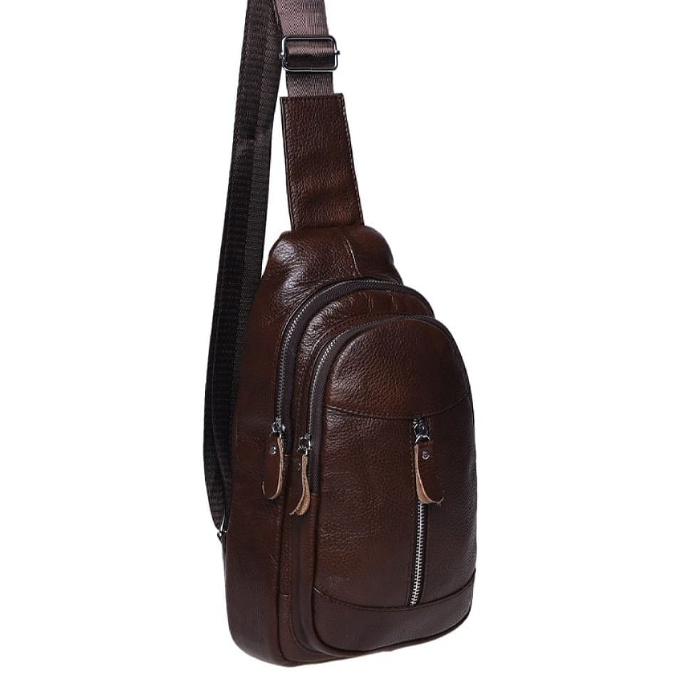 Чоловік шкіряний рюкзак на плече Borsa Leather K1318-brown
