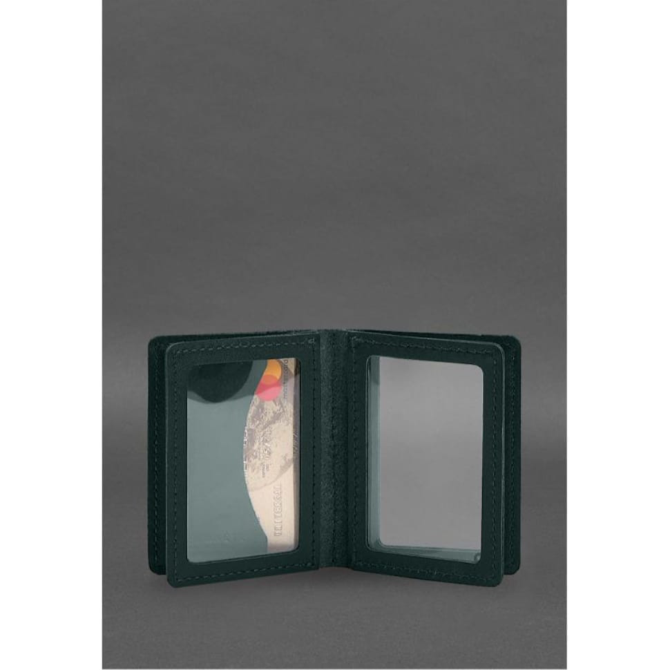 Шкіряна обкладинка для посвідчення водія, ID та пластикових карток 2.1 зелена