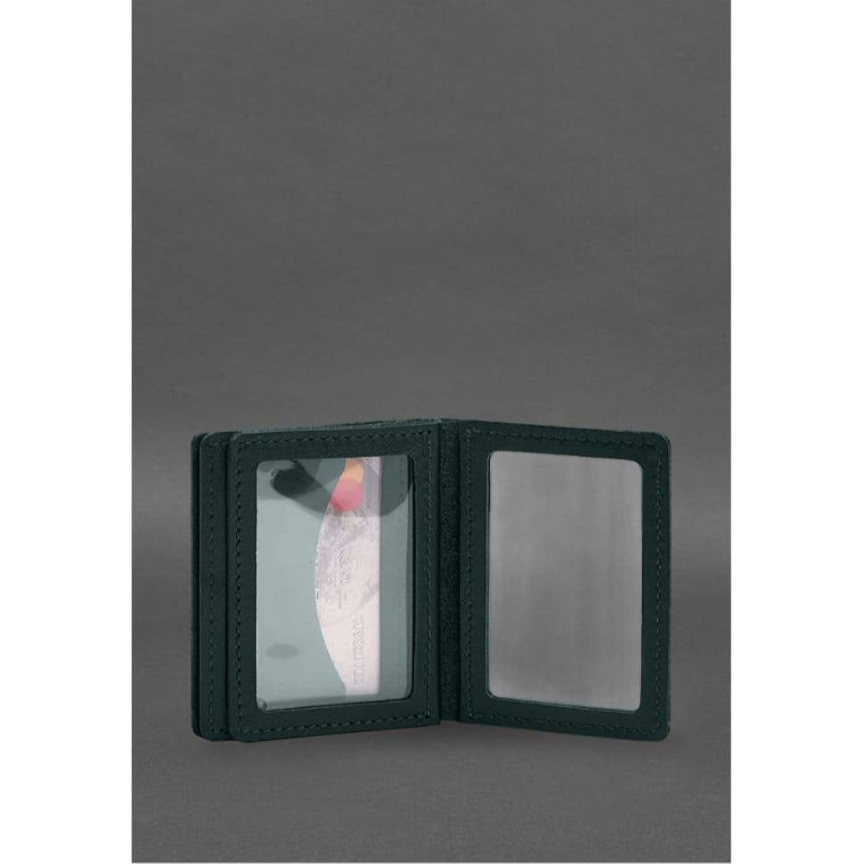 Шкіряна обкладинка для посвідчення водія, ID та пластикових карток 2.1 зелена