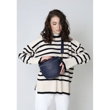 Leather crossbody bag Vacation navy blue floatar