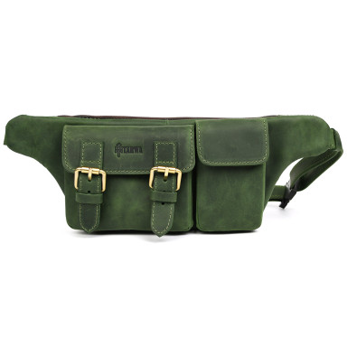  RE-3029-4lx TARWA Genuine Leather Waist Bag, Crazy Horse Green