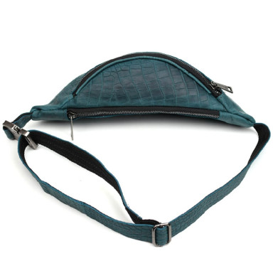 Belt bag made of genuine leather REPK-3035-3md TARWA blue reptile