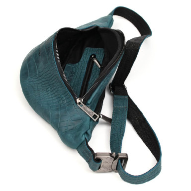Belt bag made of genuine leather REPK-3035-3md TARWA blue reptile