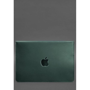 Кожаный чехол-конверт на магнитах для MacBook 15 дюйм Зеленый Crazy Horse