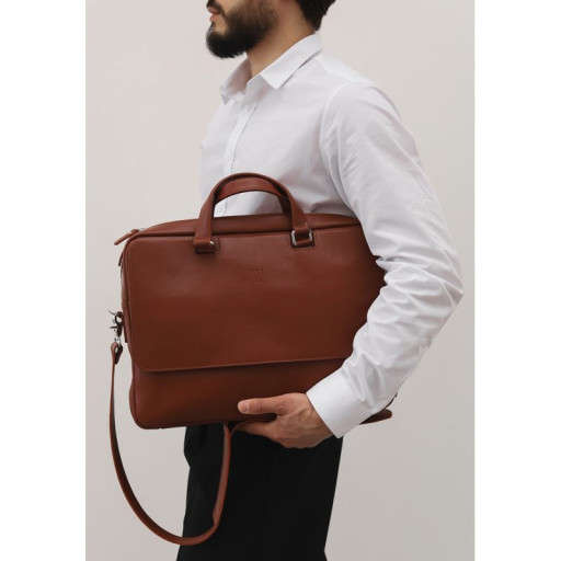 Шкіряна сумка для ноутбука Style світло-коричнева