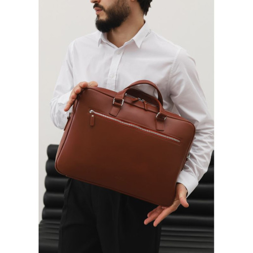 Шкіряна сумка для ноутбука Style світло-коричнева