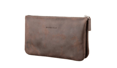 Men's purse clutch, matte leather, Grande Pelle chocolate 705120