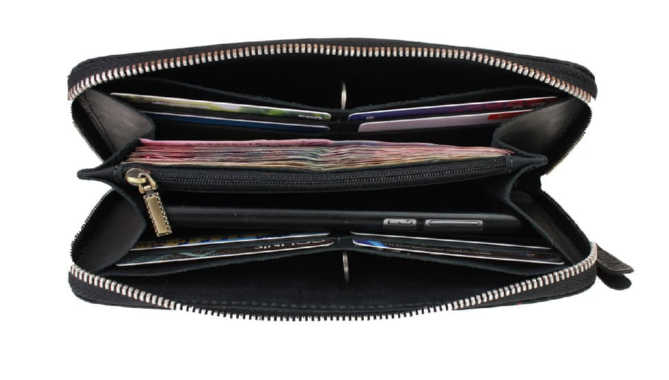 Wallet mens leather clutch large travel SULLIVAN 103-57-1(19.5) black