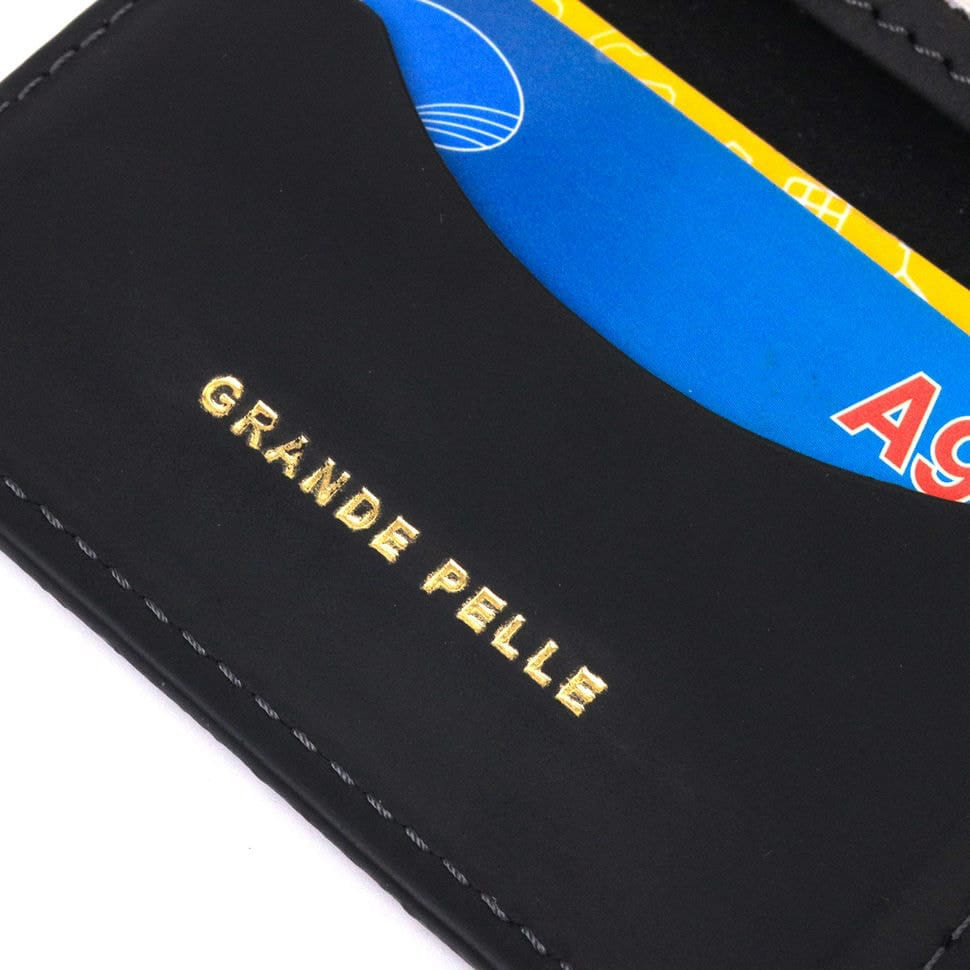 Практична шкіряна обкладинка на документи Серце GRANDE PELLE 16702 Чорна