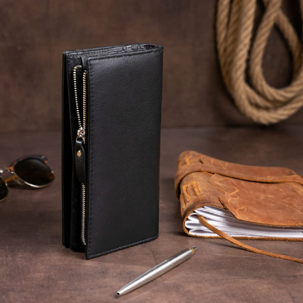 Вертикальный кошелек кожаный женский ST Leather 19274 Черный