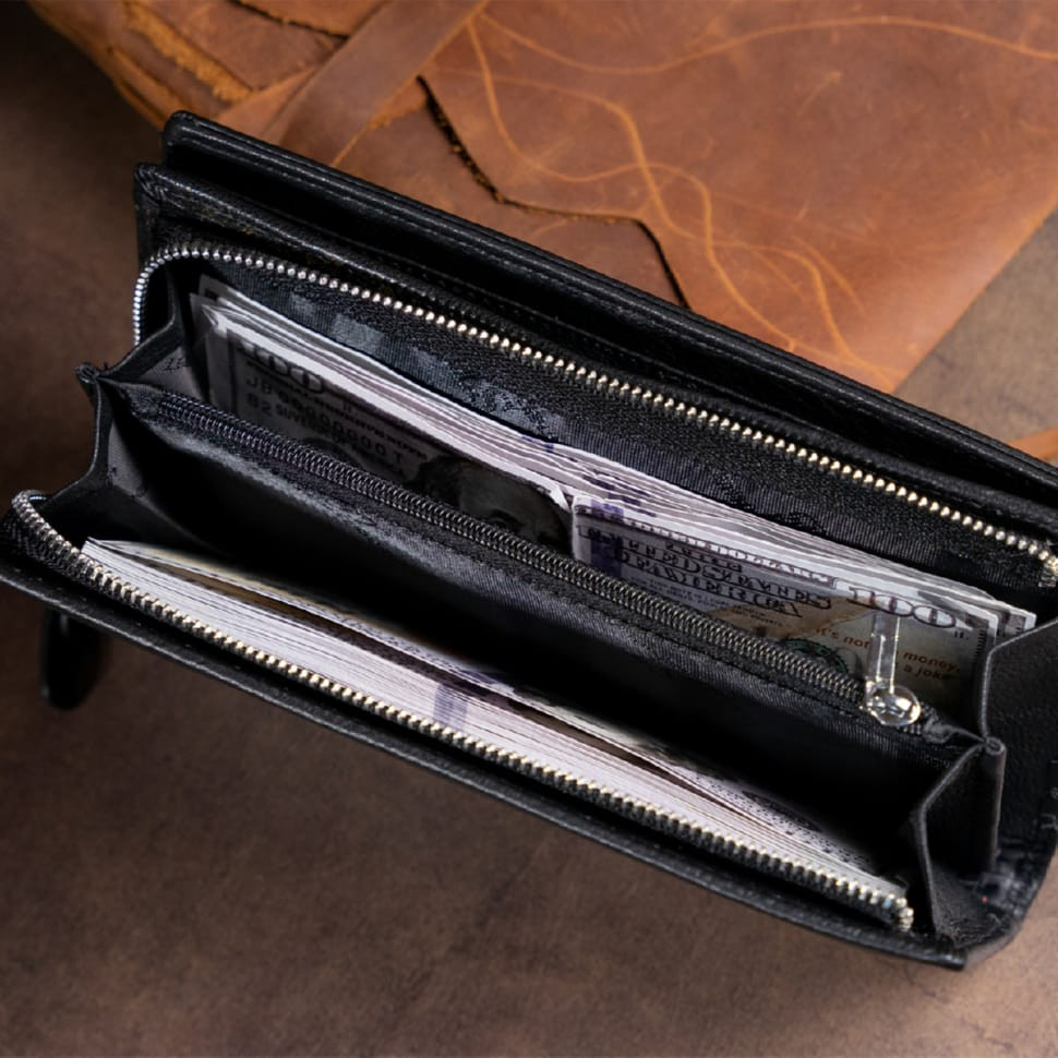 Вертикальный кошелек кожаный женский ST Leather 19274 Черный