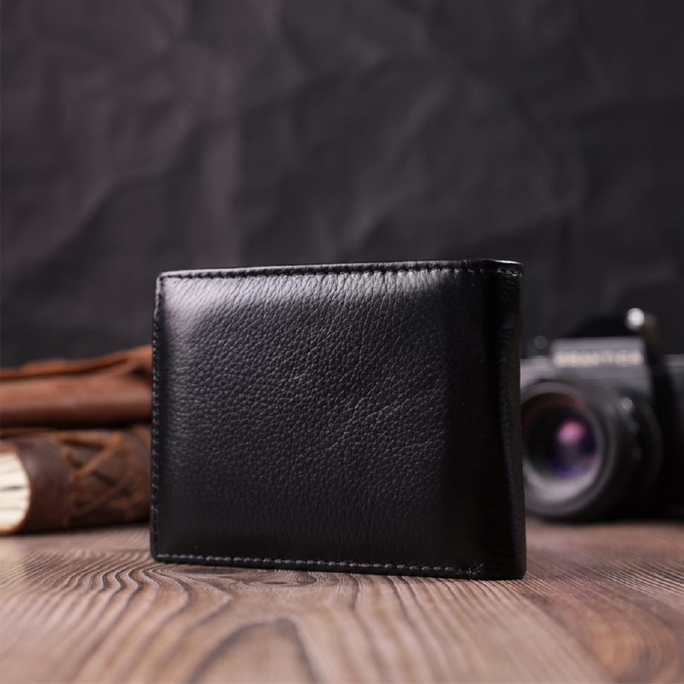 Удобное мужское портмоне из натуральной кожи ST Leather 22482 Черный