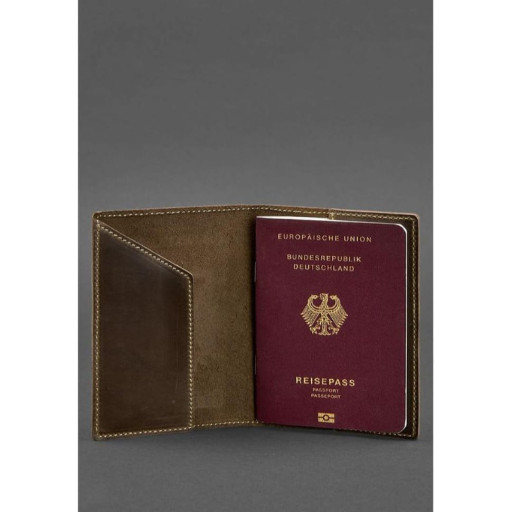 Шкіряна обкладинка для паспорта з гербом Німеччини темно-коричнева Crazy Horse