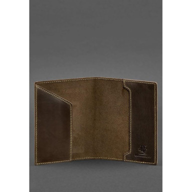 Leather passport cover with the coat of arms of Germany dark brown Crazy Horse