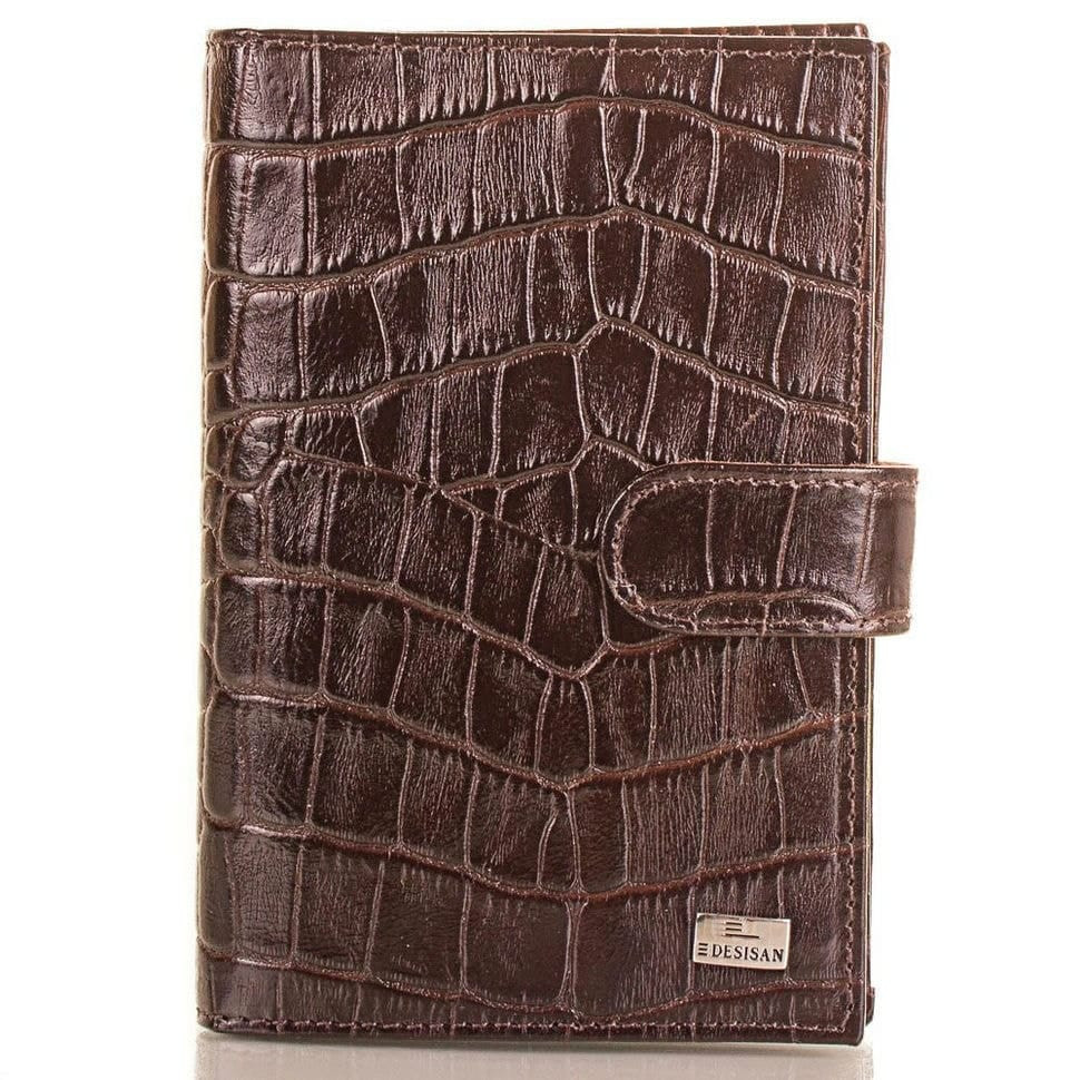 Обкладинка авто+паспорт шкіряна Desisan 102-19 коричневий кроко