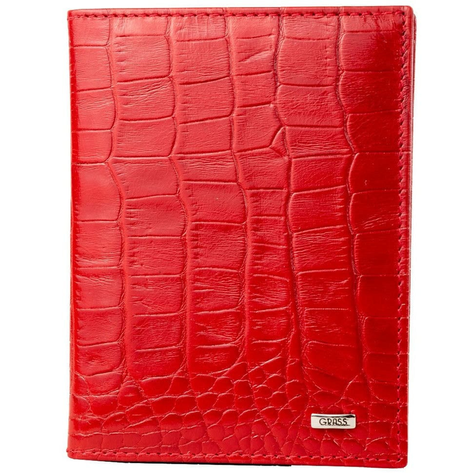 Обкладинка для документів шкіряна GRASS 555-31 червоний кроко
