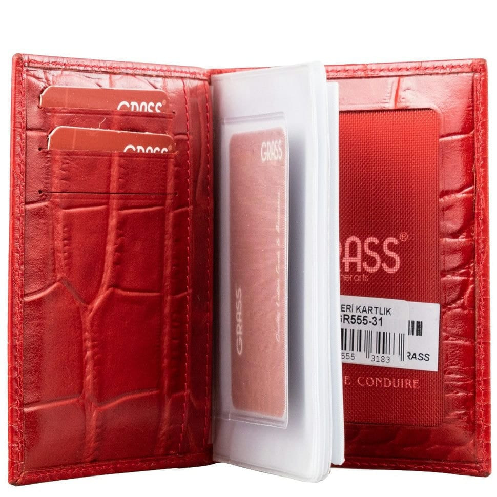 Обкладинка для документів шкіряна GRASS 555-31 червоний кроко