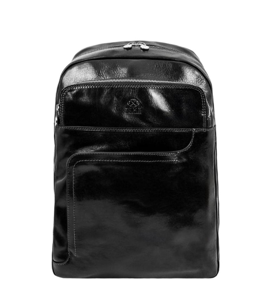 Leather Travel Backpack for Women - L.A. Confidential - Black color - Time Resistance 5240401W
