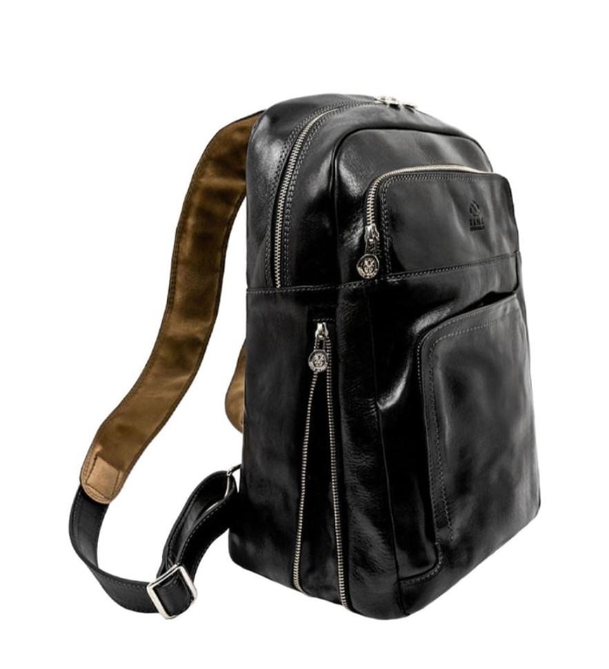 Leather Travel Backpack for Women - L.A. Confidential - Black color - Time Resistance 5240401W