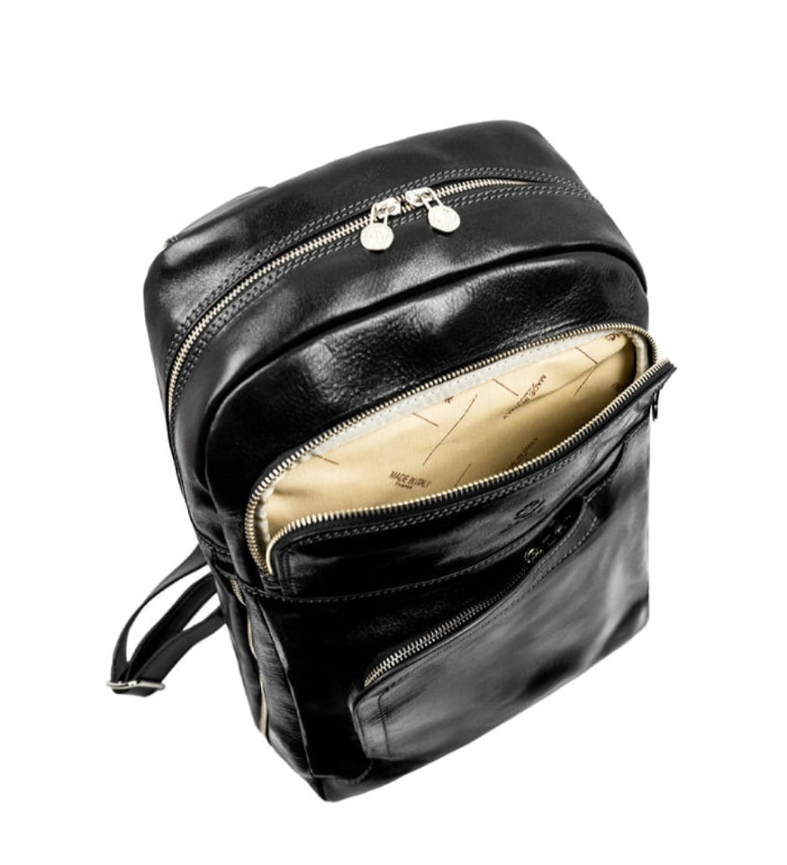 Leather Travel Backpack for Women - L.A. Confidential - Black color - Time Resistance 5240401W