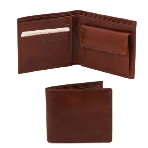 Exclusive 2 fold leather wallet for men with coin pocket Tuscany Leather TL140761