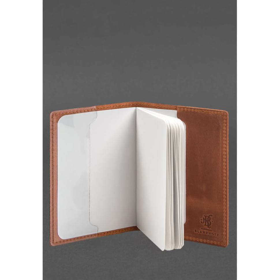 Шкіряна обкладинка для військового квитка 7.3 світло-коричнева Crazy Horse