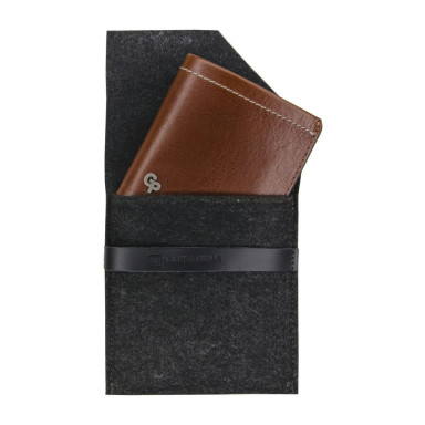 Leather wallet Grande Pelle 550623 glossy leather cognac