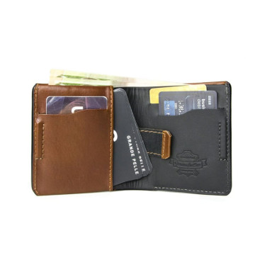 Leather wallet Grande Pelle 550623 glossy leather cognac